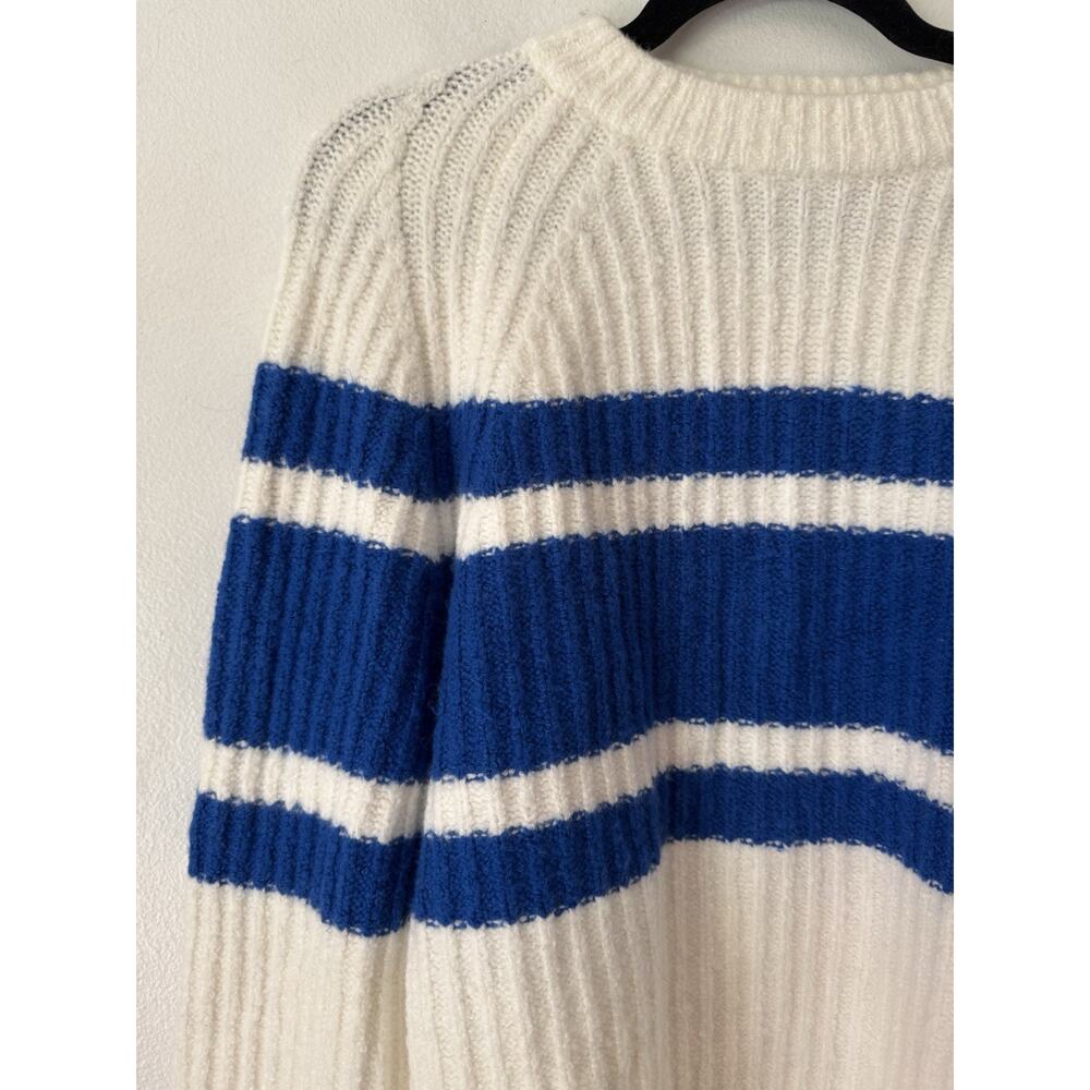 NWT Madewell Raglan Sleeve Striped Sweater Size Medium Blue White - Picture 6 of 9